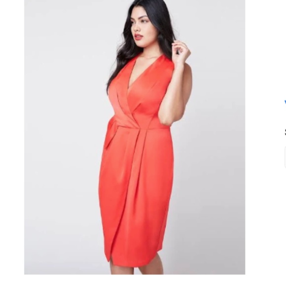 NWT RACHEL ROY Red Orange V-Neck Plus Size Wrap Dress Sleeveless - Picture 9 of 12